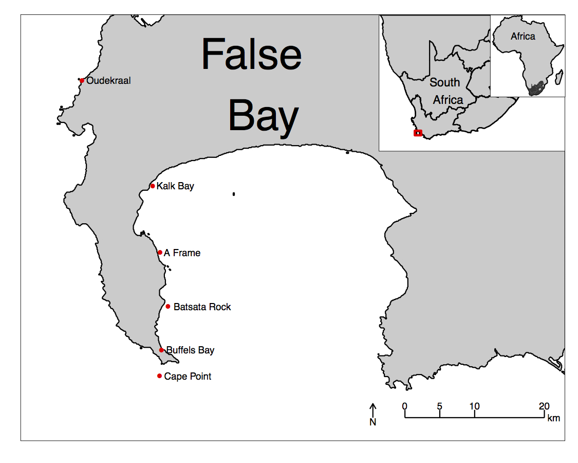An inset map of False Bay.